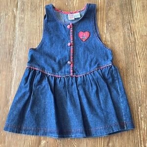 Class Club Kids 4T Denim jumper Dress - red plaid accents